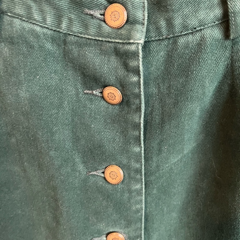 Vintage Emerald Green Button Front Denim Pencil Skirt Size 4 - Picture 6 of 9